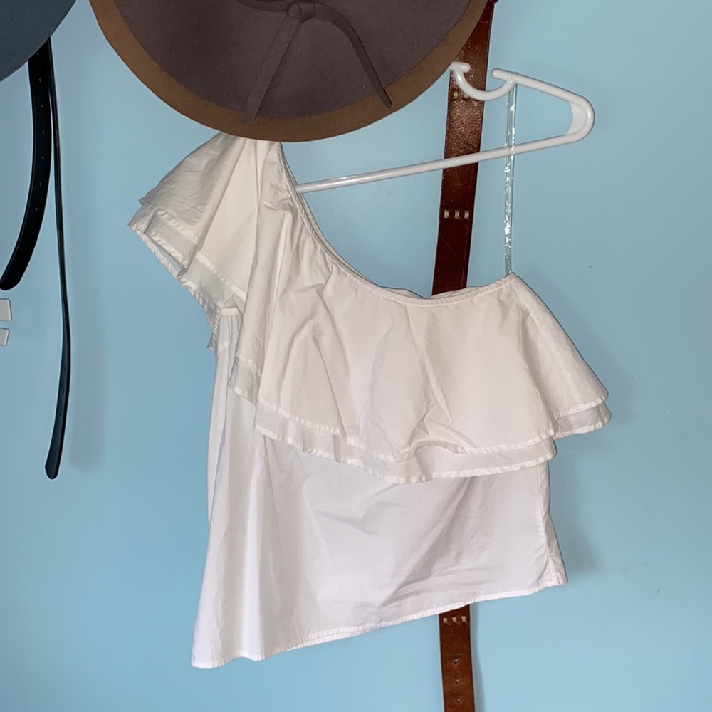 One shoulder white blouse